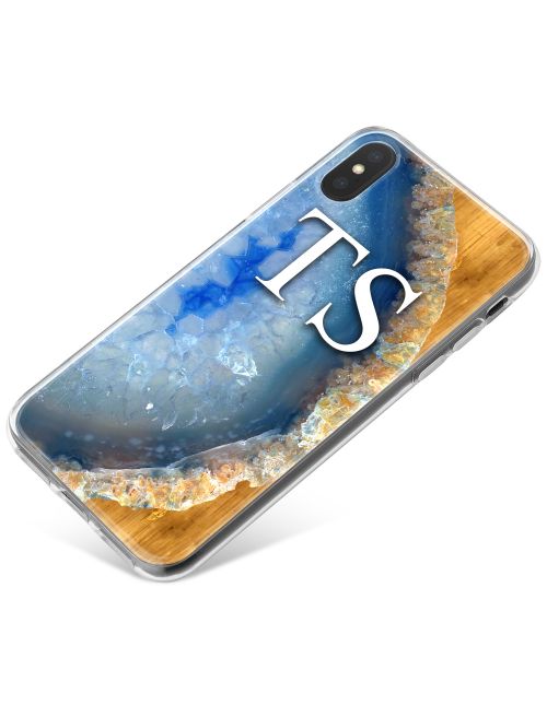 Blue Silver And Golden Geode phone case available for all major manufacturers including Apple, Samsung & Sony