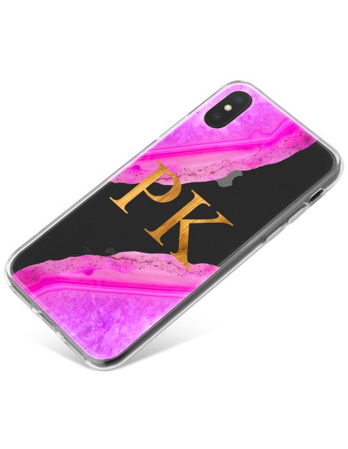 Transparent With Hot Pink Agate phone case available for all major manufacturers including Apple, Samsung & Sony
