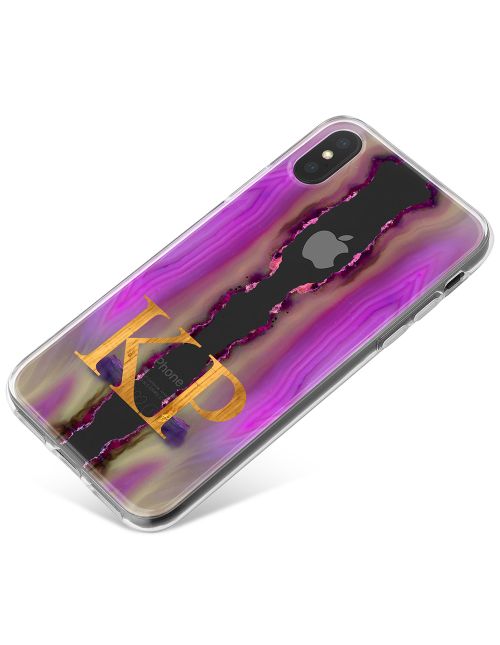 Transparent With Purple And Pink Mirrored Geodes phone case available for all major manufacturers including Apple, Samsung & Sony