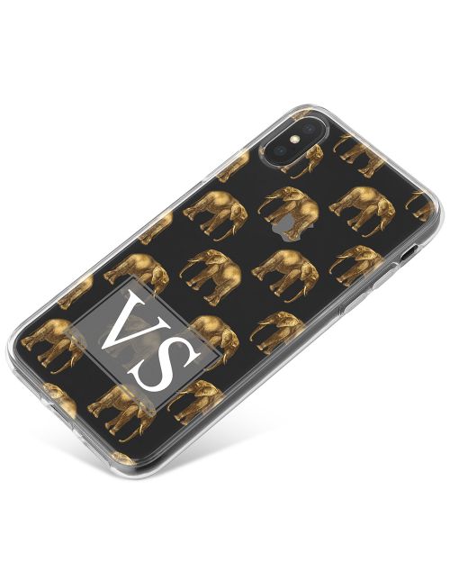 Transparent with Golden Repeating Elephant Pattern phone case available for all major manufacturers including Apple, Samsung & Sony