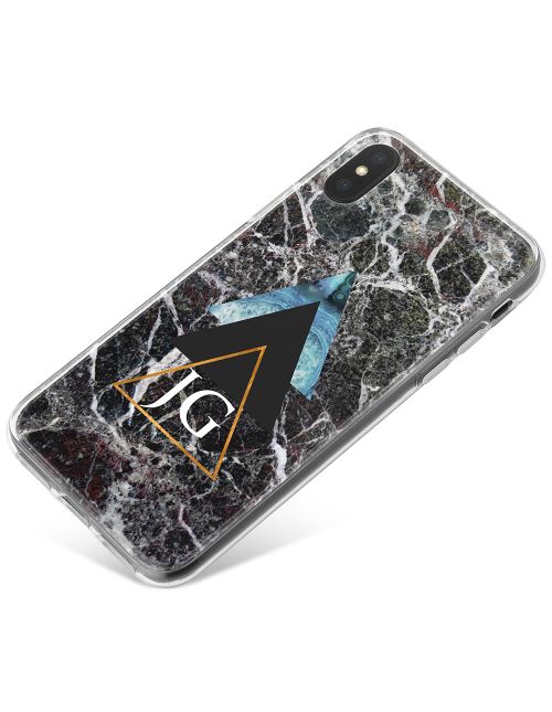 Dark Marble With Geometric Triangles phone case available for all major manufacturers including Apple, Samsung & Sony
