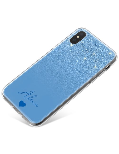 Blue Glitter Effect phone case available for all major manufacturers including Apple, Samsung & Sony