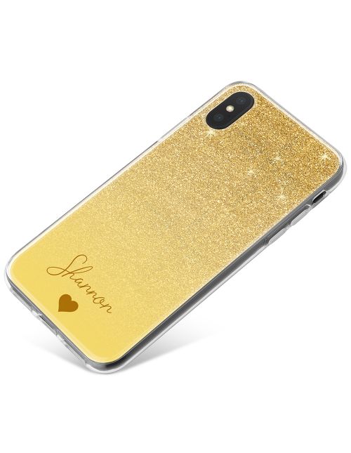Golden Glitter Effect phone case available for all major manufacturers including Apple, Samsung & Sony