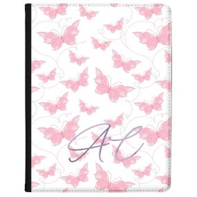 White with Pink Butterflies tablet case available for all major manufacturers including Apple, Samsung & Sony