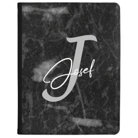 Charcoal Grey with Name and Initial tablet case available for all major manufacturers including Apple, Samsung & Sony