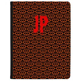 Orange Eyes on Black Bakcground with Red Writing tablet case available for all major manufacturers including Apple, Samsung & Sony