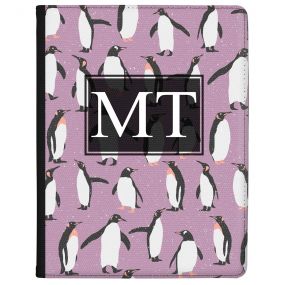 Repeating Penguins Pattern on Pale Burgundy Background tablet case available for all major manufacturers including Apple, Samsung & Sony