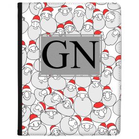 Santa Pattern with Black Initials tablet case available for all major manufacturers including Apple, Samsung & Sony