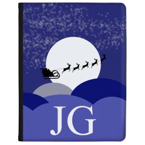 Santa Sleigh Silhouette at Christmas Night with White Initials tablet case available for all major manufacturers including Apple, Samsung & Sony