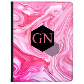 Pink And Purple Marbled Ink With Geometric Banner tablet case available for all major manufacturers including Apple, Samsung & Sony