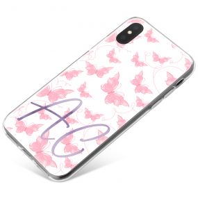 White with Pink Butterflies phone case available for all major manufacturers including Apple, Samsung & Sony