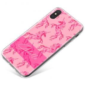 Pink Galloping Unicorns phone case available for all major manufacturers including Apple, Samsung & Sony