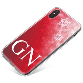 Deep Red Background with Beautiful White Snowflakes in the corner phone case available for all major manufacturers including Apple, Samsung & Sony
