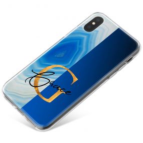 Half Blue And Silver Agate Half Blue  phone case available for all major manufacturers including Apple, Samsung & Sony
