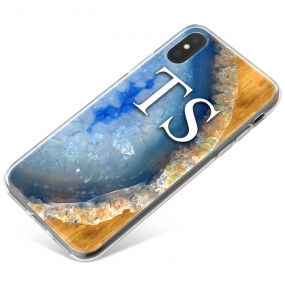 Blue Silver And Golden Geode phone case available for all major manufacturers including Apple, Samsung & Sony