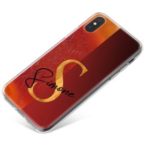 Half Orange Gold Agate, Half Deep Red phone case available for all major manufacturers including Apple, Samsung & Sony