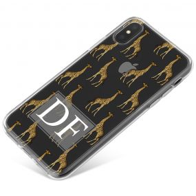 Transparent with Golden Repeating Giraffe Pattern phone case available for all major manufacturers including Apple, Samsung & Sony