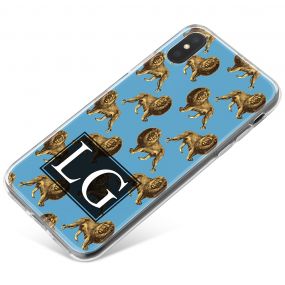 Transparent with Golden Repeating Lion Pattern phone case available for all major manufacturers including Apple, Samsung & Sony