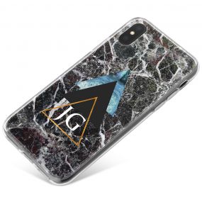 Dark Marble With Geometric Triangles phone case available for all major manufacturers including Apple, Samsung & Sony