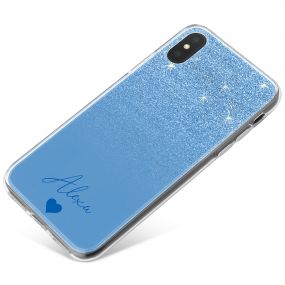 Blue Glitter Effect phone case available for all major manufacturers including Apple, Samsung & Sony