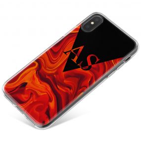 Red Orange And Black Marbled Ink phone case available for all major manufacturers including Apple, Samsung & Sony