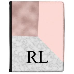 White Marble with Pink Triangles tablet case available for all major manufacturers including Apple, Samsung & Sony