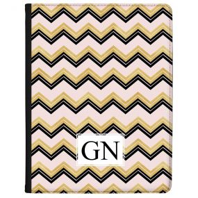 Gold & Black Zigzag pattern on pink Marble tablet case available for all major manufacturers including Apple, Samsung & Sony