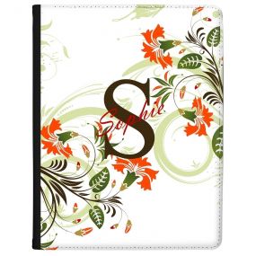 White with Flowers, Initial and Name tablet case available for all major manufacturers including Apple, Samsung & Sony