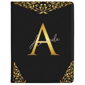 Transparent with Gold Initial and Gold Tri-borders tablet case available for all major manufacturers including Apple, Samsung & Sony