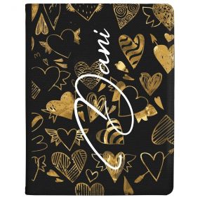 Gold Hearts with Different Patterns tablet case available for all major manufacturers including Apple, Samsung & Sony