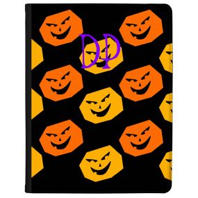 Orange and Yellow Pumpkins on a black background with purple text tablet case available for all major manufacturers including Apple, Samsung & Sony
