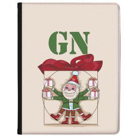 Perfect Christmas Elf and Red Ribbon on Khaki Beige Background tablet case available for all major manufacturers including Apple, Samsung & Sony