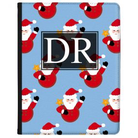 Santa Claus with Star Pattern on Ice Blue Backgrund tablet case available for all major manufacturers including Apple, Samsung & Sony