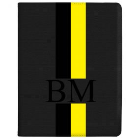 Black And Yellow Racing Stripes tablet case available for all major manufacturers including Apple, Samsung & Sony