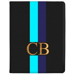 Bright Blue Racing Stripes tablet case available for all major manufacturers including Apple, Samsung & Sony