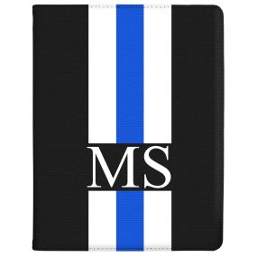 White And Blue Racing Stripes tablet case available for all major manufacturers including Apple, Samsung & Sony