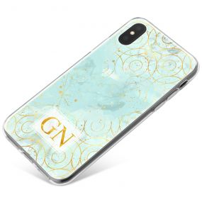 Ice Blue blue marble with gold pattern phone case available for all major manufacturers including Apple, Samsung & Sony