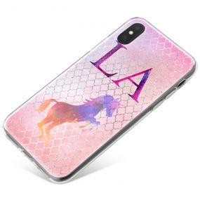Multi-coloured Unicorn on a Pink Background phone case available for all major manufacturers including Apple, Samsung & Sony