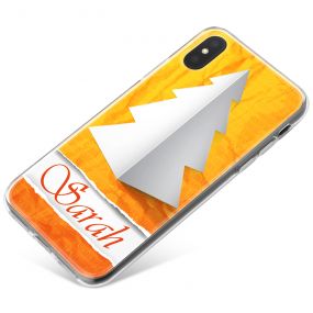 White Paper Christmas Tree with Warm Orange Background phone case available for all major manufacturers including Apple, Samsung & Sony