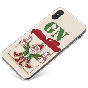 Perfect Christmas Elf and Red Ribbon on Khaki Beige Background phone case available for all major manufacturers including Apple, Samsung & Sony