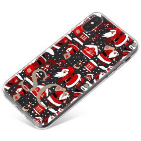 Winter Santa Pattern with Snow on Clear Background phone case available for all major manufacturers including Apple, Samsung & Sony