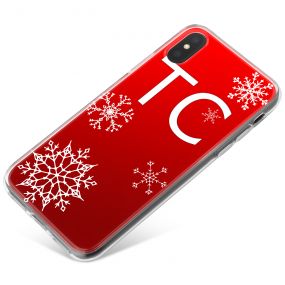 Christmas Snowflakes on Deep Red Background phone case available for all major manufacturers including Apple, Samsung & Sony