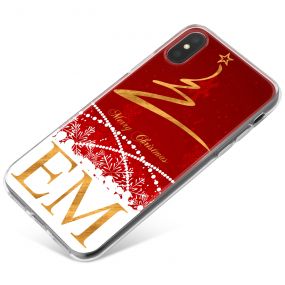 Gold Christmas Tree with Red and White Background phone case available for all major manufacturers including Apple, Samsung & Sony