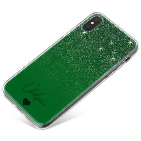 Green Glitter Effect phone case available for all major manufacturers including Apple, Samsung & Sony
