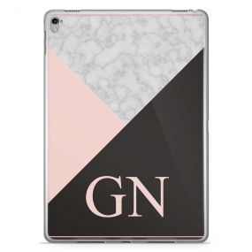 White Marble with Pink & Black Triangles tablet case available for all major manufacturers including Apple, Samsung & Sony