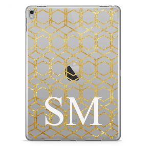 Gold isometric pattern on a clear case tablet case available for all major manufacturers including Apple, Samsung & Sony