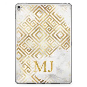 Gold Pattern on white marble tablet case available for all major manufacturers including Apple, Samsung & Sony