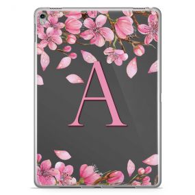 Branches of Pink Flowers around an Initial tablet case available for all major manufacturers including Apple, Samsung & Sony
