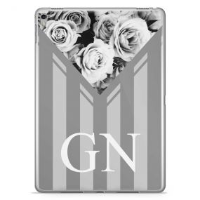 Grey Stripes with Flowers tablet case available for all major manufacturers including Apple, Samsung & Sony