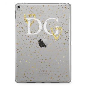 Transparent with Gold Love Hearts tablet case available for all major manufacturers including Apple, Samsung & Sony